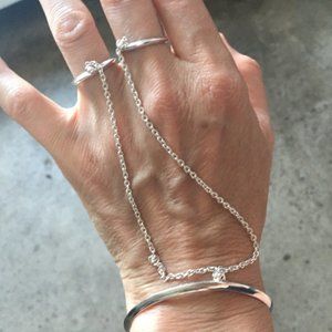 Pamela Love sterling silver bracelet and double ring- on chain